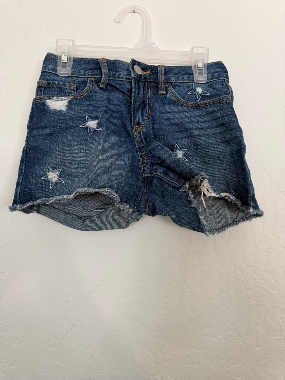 Old Navy Dark Blue Denim Star Appliqué Frayed Hem Shorts